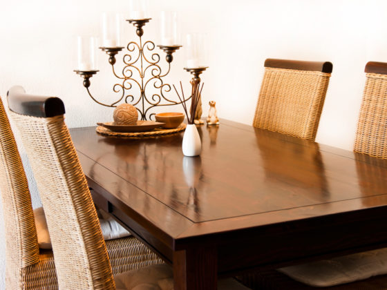 Antique decor accents on a modern dining table